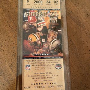 2000 Super Bowl XXXIV Commemorative Ticket in Acrylic Brick, Rams vs. Titans